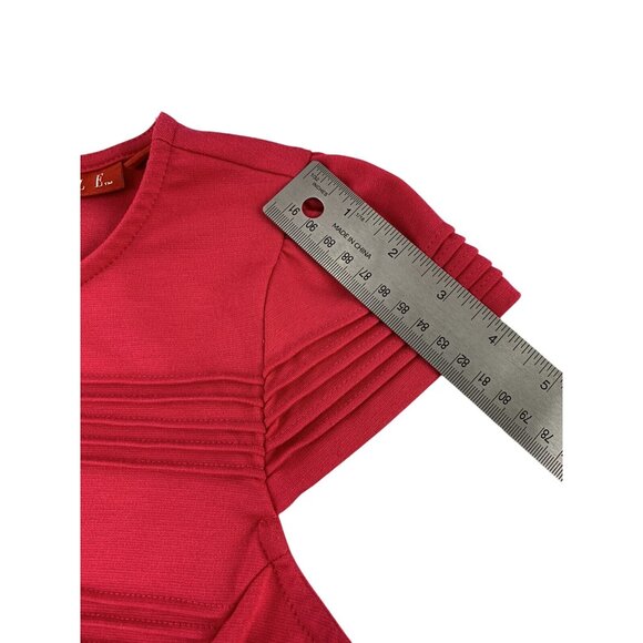 Elle Womens Hot Pink Cap Sleeve Textured A-Line Dress Size 10 Medium - Picture 7 of 10